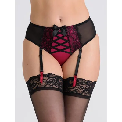 lovehoney boudoir belle cherry high waisted brazilian suspender knickers medium black