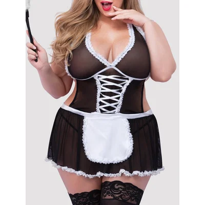 lovehoney fantasy plus size french maid costume one size curve black
