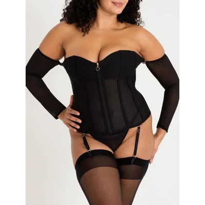 lovehoney plus size secret silhouette black steel boned long sleeve corset 3x 4x black