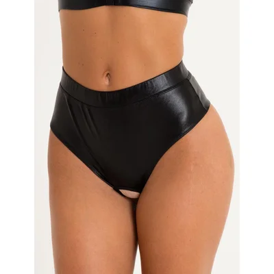 lovehoney fierce wet look cut out crotchless thong small black