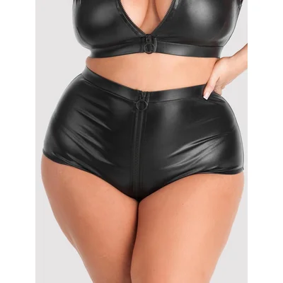 lovehoney plus size fierce wet look high waisted knickers 3x 4x black