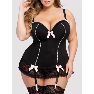 lovehoney plus size seduce me push up basque set 5x 6x black