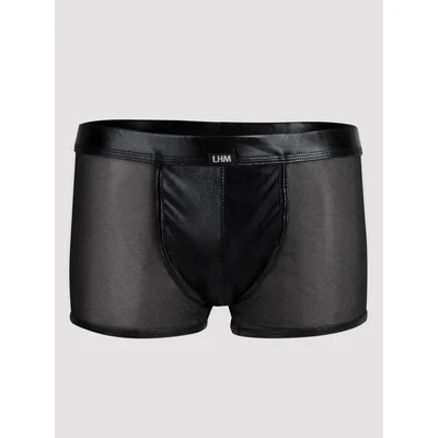 lhm wet look and sheer mesh boxer shorts l xl black