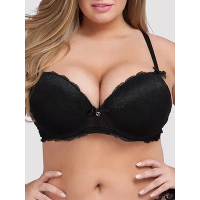 lovehoney plus size love me lace push up bra 3x 4x black