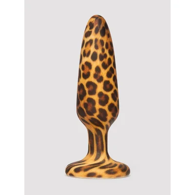 leopard print silicone medium butt plug silver