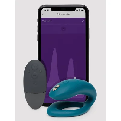 we vibe sync o velvet green remote control and app rechargeable couples vibrator green