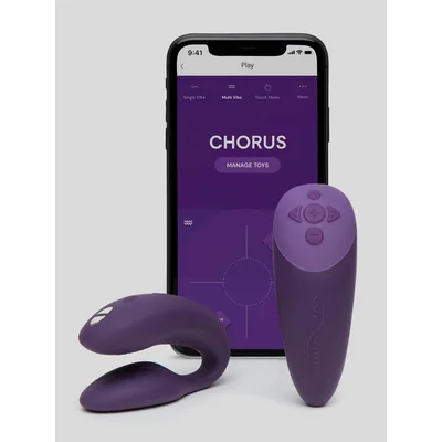 we vibe chorus app and remote controlled rechargeable couples vibrator purple