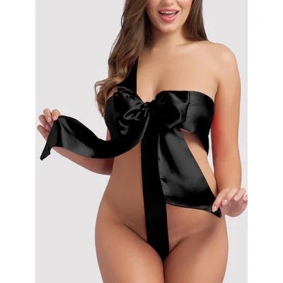 lovehoney naughty knot unwrap me sexy body bow one size black