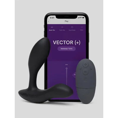 we vibe vector app and remote controlled rechargeable prostate massager black