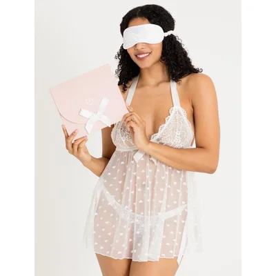 lovehoney white lace babydoll gift set one size white