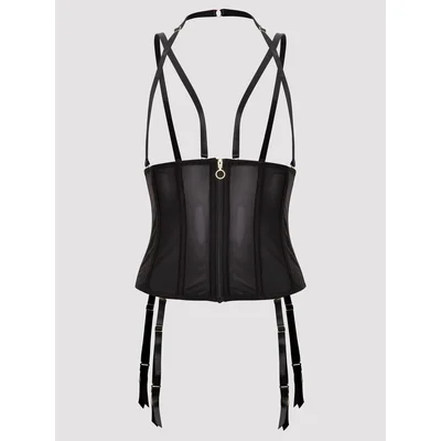 lovehoney plus size secret silhouette black steel boned waspie 5x 6x black