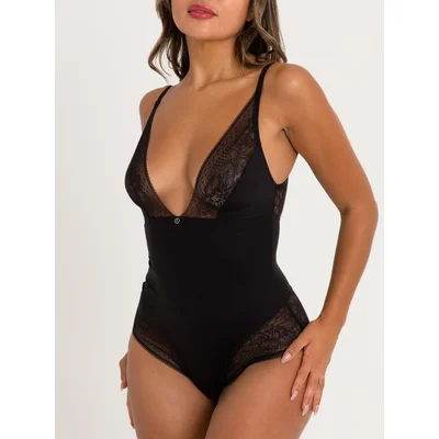 lovehoney hourglass black smoothing sleeveless crotchless body medium black