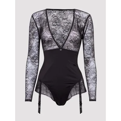 lovehoney plus size hourglass black smoothing long sleeve crotchless body 5x 6x black
