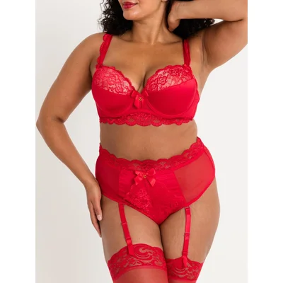 lovehoney plus size treasure me red push up bra set 3x 4x red