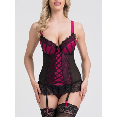 lovehoney boudoir belle cherry push up basque set large black