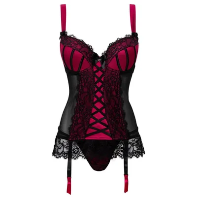 lovehoney boudoir belle cherry push up basque set medium black