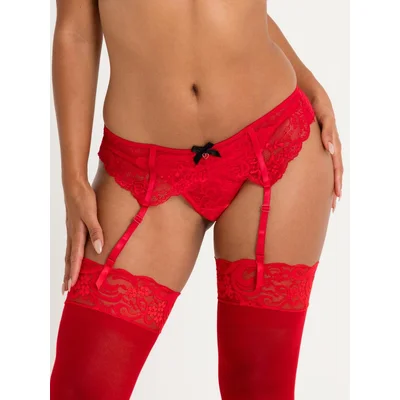 lovehoney love me red lace suspender belt medium red