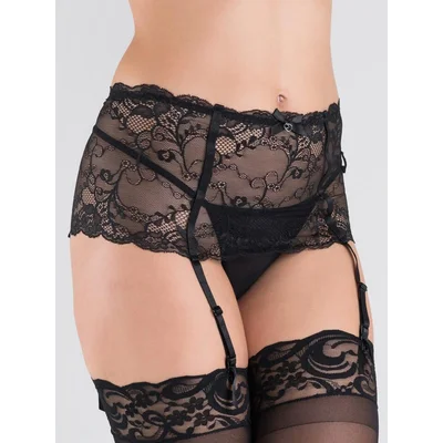 lovehoney love me lace deep suspender belt black medium black