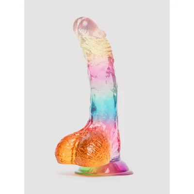 rainbow transparent dildo with balls 6 inch various