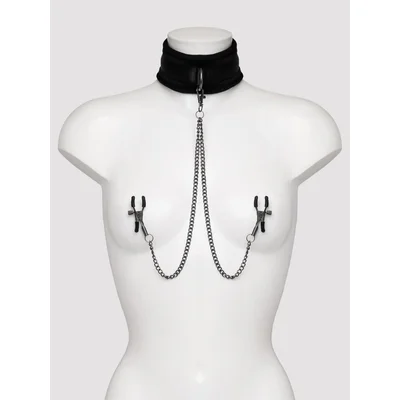 sei mio twin tweaks velvet collar with nipple clamps black