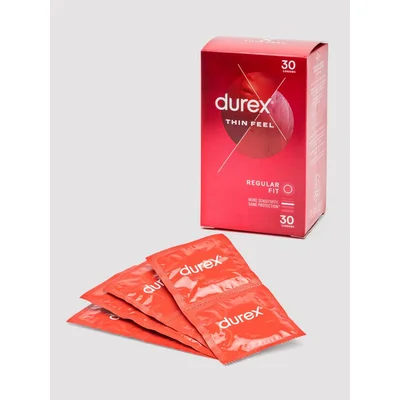 durex thin feel latex condoms regular fit 30 pack