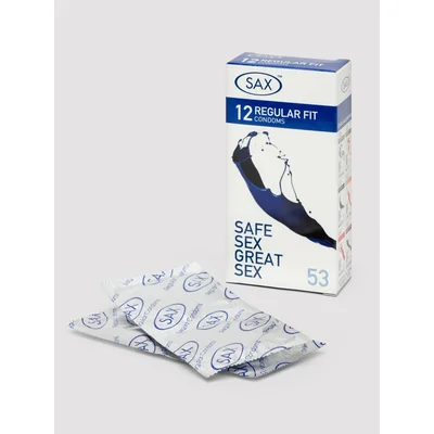 sax regular fit 53mm latex condoms 12 pack