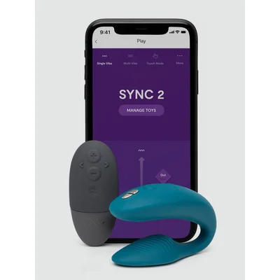 we vibe sync 2 remote control and app rechargeable couples vibrator green