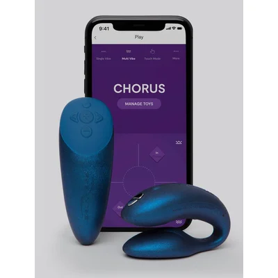we vibe chorus cosmic blue app and remote controlled rechargeable couples vibrator blue