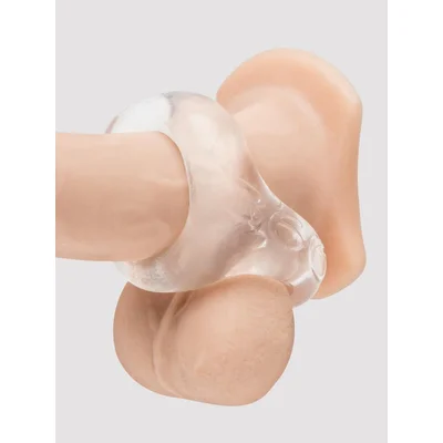 oxballs clear two way cockring and ball sling clear