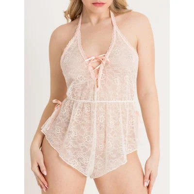 lovehoney flirty lace ivory teddy one size ivory