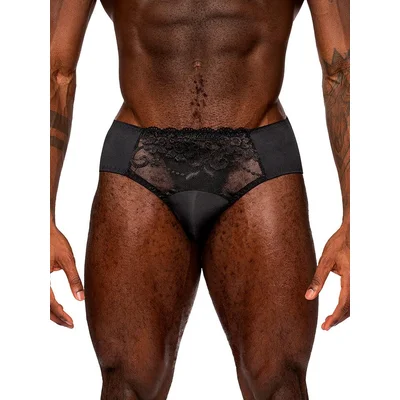 male power black lace briefs small black