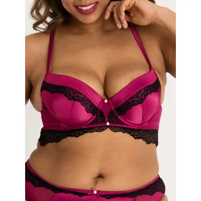 lovehoney plus size satin romance purple push up bra 1x 2x purple