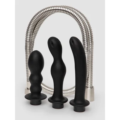 hydro series silicone shower spraying anal douche set black