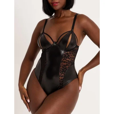 lovehoney fierce muse wet look crotchless body medium black