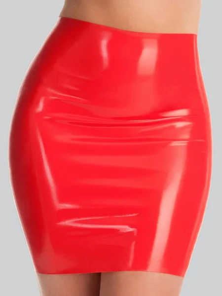 Rubber Girl Latex Retro High Waisted Mini Skirt - Medium - Red — image 2 of 2