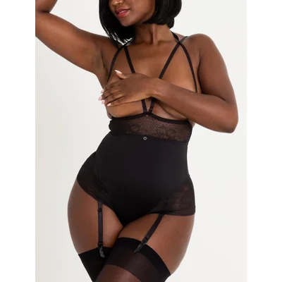 lovehoney hourglass black smoothing open cup crotchless body medium black