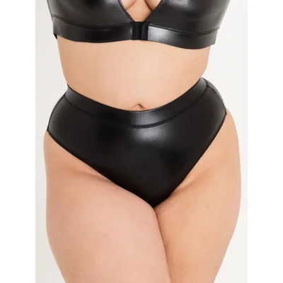 lovehoney plus size fierce wet look cut out crotchless thong 5x 6x black