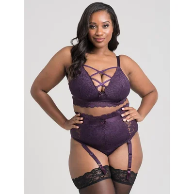 lovehoney plus size shadow lily purple lace bra set 3x 4x purple