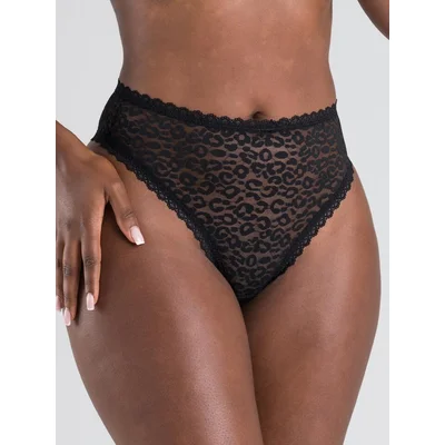 lovehoney black high waisted leopard lace thong xxxl black