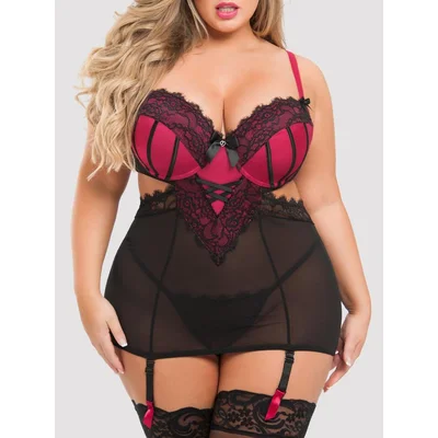 lovehoney plus size boudoir belle cherry cut out chemise set 3x 4x black