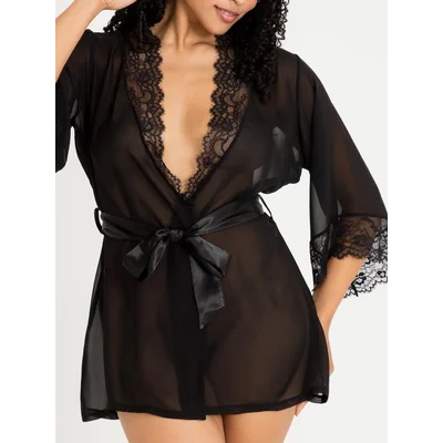 lovehoney barely there sheer black robe one size black