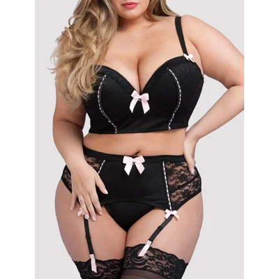 lovehoney seduce me plus size push up longline bra set 3x 4x black