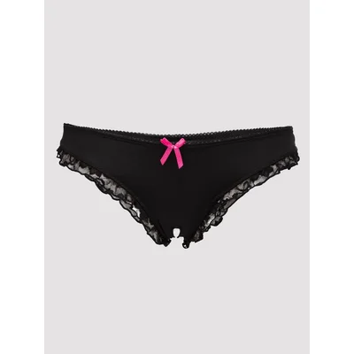 lovehoney crotchless black lace back knickers l xl black