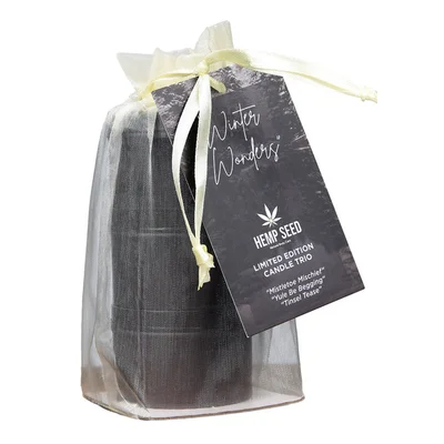 hemp seed 3 in 1 holiday 2025 massage candle trio