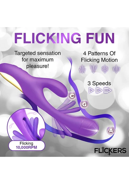 Tri-Flick Flicking Silicone Rabbit Vibrator — image 5 of 11