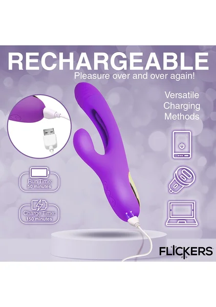 Tri-Flick Flicking Silicone Rabbit Vibrator — image 8 of 11