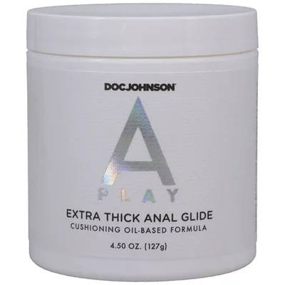 a play extra thick anal glide oil based fisting lubricant 127 gram tub