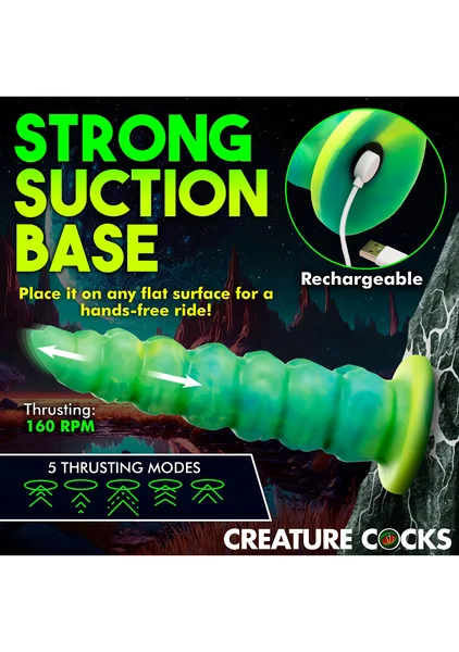 Creature Cocks - Squirmer Thrusting and Vibrating Silicone Dildo — image 4 of 8