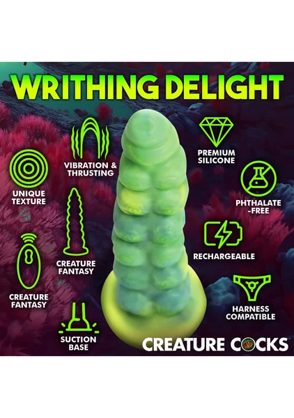Creature Cocks - Squirmer Thrusting and Vibrating Silicone Dildo — image 5 of 8