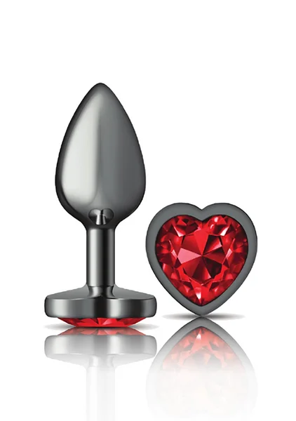 Deep Red Heart Gem Gunmetal Metal Plug — image 9 of 12